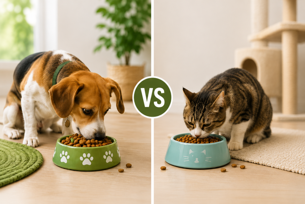 Dog Food vs Cat Food. Can Pets Share the Same Food? dog food vs cat food
